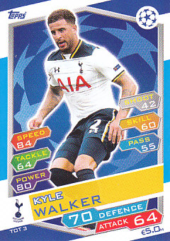 Kyle Walker Tottenham Hotspur 2016/17 Topps Match Attax CL #TOT03